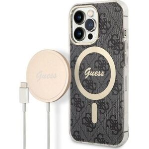 Guess Zestaw Guess GUBPP13LH4EACSK Case+ Charger iPhone 13 Pro czarny/black hard case 4G Print MagSafe NoSize