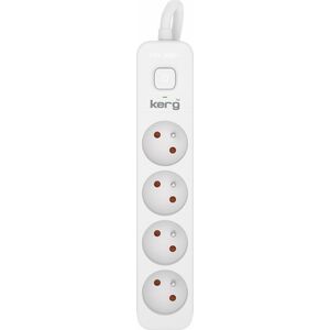 Kerg Przedłużacz KERG z wyłącznikiem-4 gniazda-biało-szary-1,5m-16A-H05VV-F-3x1,5mm2