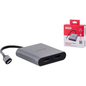Adapter USB Unitek V1404B USB-C - HDMI x2 Srebrny  (V1404B)