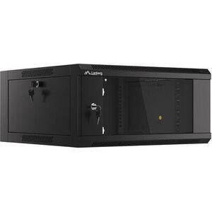 Szafa Lanberg SZAFA INSTALACYJNA RACK WISZĄCA 19" 4U 600 CZARNA DRZWI SZKLANE LANBERG (ZŁOŻONA)