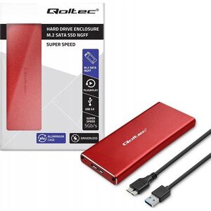 Kieszeń Qoltec Obudowa/kieszeń Qoltec na dysk M.2 SSD | SATA | NGFF | USB 3.0 | Super speed 5Gb/s | 2TB | Czerwony