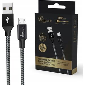Kabel USB ExtraLink USB-A - microUSB 1 m Czarny (CABESL09)