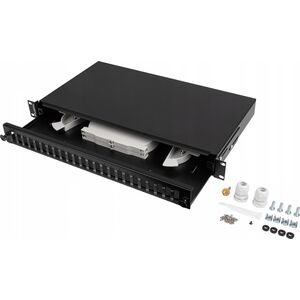 Lanberg Przełącznica światłowodowa Lanberg 24xSC Duplex / 24xLC Quad RACK 19" 1U Czarna + akcesoria