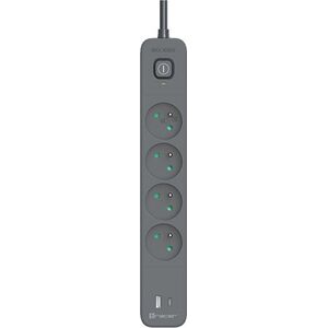 Listwa zasilająca Tracer Tracer Power Line+ 1,5 m 4 gniazd USB PD18W grafitowy