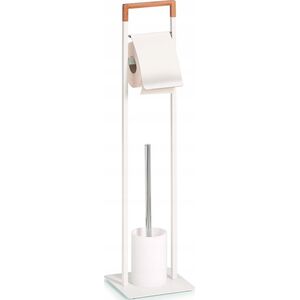 Zeller Stojak łazienkowy na szczotkę WC, komplet 2 w 1, biały, ZELLER