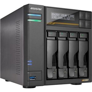 Serwer plików Asustor LOCKERSTOR 4 Gen3 AS6804T 4-bay, AMD Ryzen V3C14 Cztery rdzenie 2.3GHz, 16G ECC DDR5, 4x M.2 PCIe (NVMe), 2x 10 GbE, 2x 5 GbE,