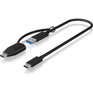 Kabel USB Icy Box USB-C - USB-C + USB-A 0.35 m Czarny (IB-CB033)