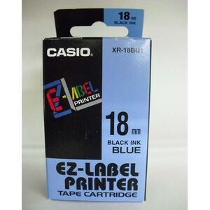 Casio Taśma XR-18BU1, czarny druk/niebieski podkład, nielaminowany, 8m, 18mm