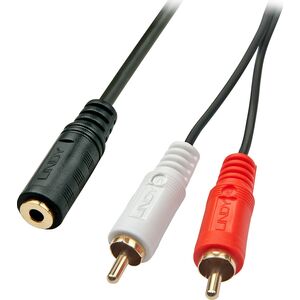 Kabel Lindy Jack 3.5mm - RCA (Cinch) x2 0.2m czarny (35677)