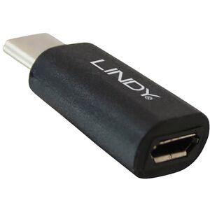 Adapter USB Lindy USB-C - microUSB Czarny  (41896)