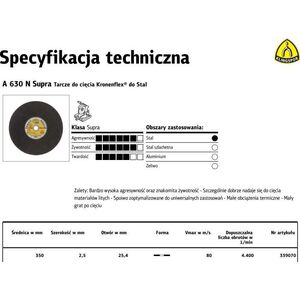 Klingspor KLINGSPOR TARCZA DO CIĘCIA METALU 350*2,5*25,4 A630N Supra K353324