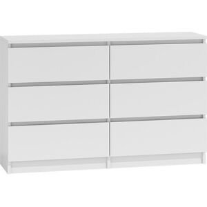 Topeshop Komoda 120cm szafka 6 szuflad malwa m6 biała (M6 120 BIEL 2X3)