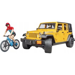 Bruder Jeep Wrangler Unlimited Rubicon z rowerem górskim i figurką kolarza (02543)