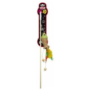Aqua Nova PETNOVA ZABAWKA D/KOTA WEDKA Z RYBKA+PIORA 40CM CAT-ROD-WOOD-4 4241