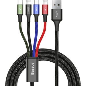 Kabel USB Baseus USB-A - USB-C + microUSB + 2x Lightning 1.2 m Czarny (CA1T4-A01)