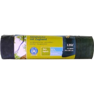 Secolan 1x10 Secolan Duty Heavy Garbage Bags, drawstring 120 l grey/sw