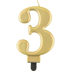 GoDan Świeczka urodzinowa "3" złota 8cm