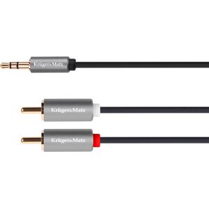 Kabel Kruger&Matz Jack 3.5mm - RCA (Cinch) x2 10m srebrny (KM1215)