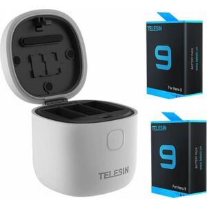 Telesin Wodoodporna ładowarka trójkanałowa Allin box Telesin dla GoPro Hero 9 + 2 baterie (GP-BTR-905-GY)