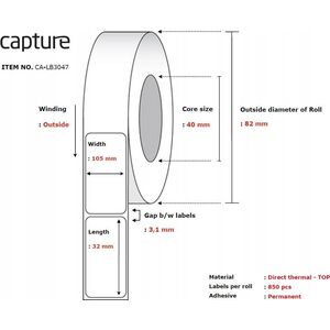 Capture Label 105x32, Core 40,
