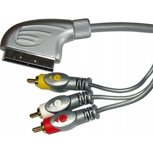 Kabel Scart - RCA (Cinch) x3 1.5m srebrny (KPO3418-1.5)