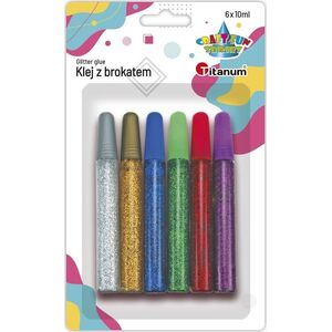 Titanum Klej z brokatem 6 kolorów x 10ml Titanum Craft-Fun Series