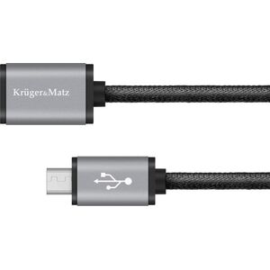 Kabel USB Kruger&Matz USB-A - microUSB 0.2 m Srebrny (KM0333)