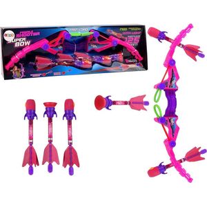 LeanToys Gra Zręcznościowa Łuk Do Strzelania Dla Dzieci Różowy Świecące Strzały Gwizdek
