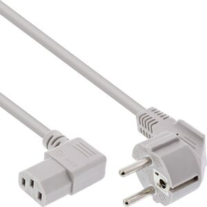 Kabel zasilający InLine InLine® Power cable, Schutzkontakt CEE7/7 angeled to 3pin IEC-C13 angeled, grey, 1.0m