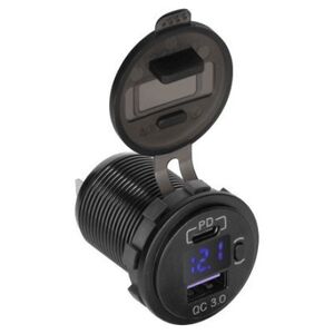 Ładowarka PeiYing Ładowarka samochodowa USB+USB typu C z funkcją Quick Charge, Power Delivery i miernikiem napięcia 48W