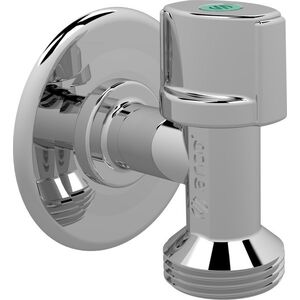Arco zawór kątowy L-94, pralkowy, antykamienny 1/2GZ x 3/4GZ, z rozetą, pokrętło NOVA z ABS [100]
