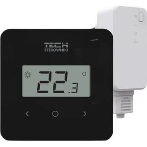 Tech Regulator pokojowy bezprzewodowy T-2.2, dwustanowy z pomiarem wilgotności, montaż natynkowy, czarny STT-2.2BK