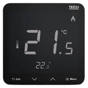 Tech Regulator pokojowy, bezprzewodowy R-8pb PLUS, bateryjny, montaż podtynkowy, czarny STR8PBPLUSBK