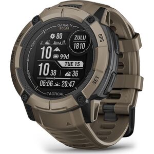 Zegarek sportowy Garmin Garmin Instinct 2X Solar Tactical Edition z czujnikiem tętna HRV Elevate (jasnobrązowy / jasnobrązowy pasek)