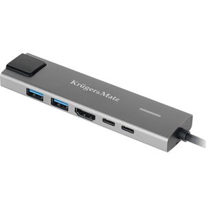 Adapter USB Kruger&Matz Adapter (HUB) USB typu C na HDMI/2x USB3.0/2x USB typu C/RJ45