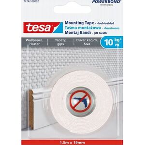 Tesa tesa assembly line, 1,5m x 19mm, for wallpaper and plaster, up to 10kg/m, white