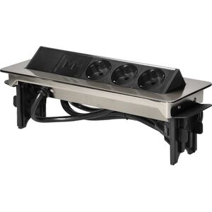 Orno Gniazdo wpuszczane w blat 3x250V w niklowanej obudowie z USB 1,8 m OR-AE-1364(GS) schuko
