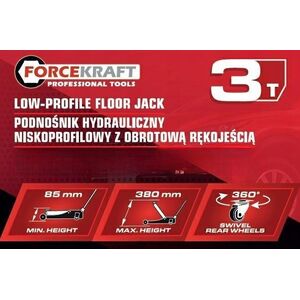 Forcekraft Podnośnik hydrauliczny niskoprofilowy żaba 3t z obrotową rączką