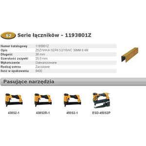 Bostitch BOSTITCH ZSZYWKI S2/16WC 38MM 8.4M B1193801Z - 1193801Z