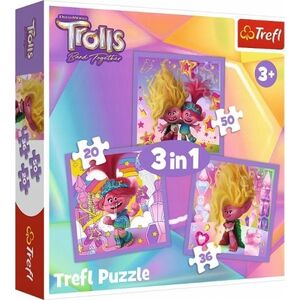 Trefl Puzzle 3w1 Poznaj wesołe Trolle Trolls 3 34870 Trefl