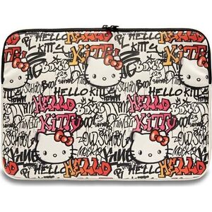 Etui Sourcing Hello Kitty Sleeve HKCSZPDGPTE 14" beige/beige Zip PU Tags Graffiti
