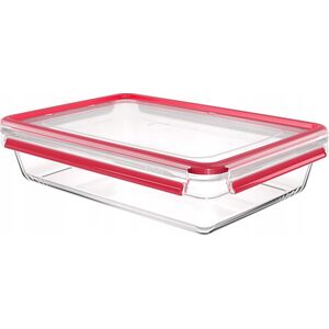 Emsa Emsa CLIP & CLOSE glass food storage container 3.0 liters (transparent/red, rectangular)