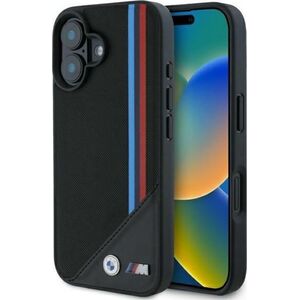 BMW BMHMP16S23PUTRK iPhone 16 6.1" czarny/black hardcase M Meshed Tricolor Stripes MagSafe