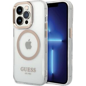 Guess GUHMP15XHTRMD iPhone 15 Pro Max 6.7" złoty/gold hard case Metal Outline Magsafe