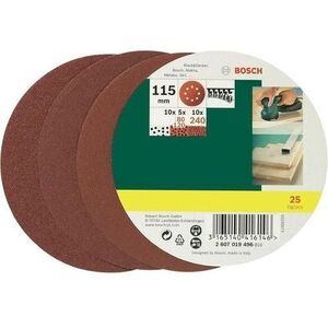 Bosch Papier ścierny ekscentryczny z rzepem, perforowane 125mm P80 25szt. - 2607019493