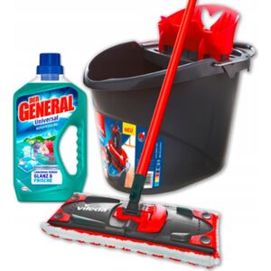 Mop Vileda Vileda wiper ULTRAMAX 2in1 box, incl. floor cleaner, floor wiper (black/red, incl. 750ml Vileda floor cleaner)