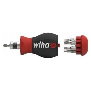 Wiha Wiha Stubby screwdriver 1/4", with bit magazine (black/red, Stubby with 7 double bits)