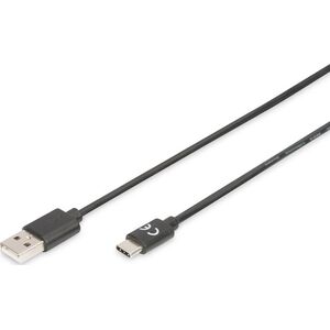 Kabel USB Digitus USB-A - USB-C 1 m Czarny (AK-300154-010-S)