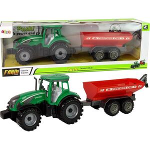 LeanToys Zielony Traktor z Czerwoną Przyczepką Napęd Frykcyjny