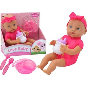 LeanToys Lalka Bobas Opaska Akcesoria Do Karmienia Różowa
